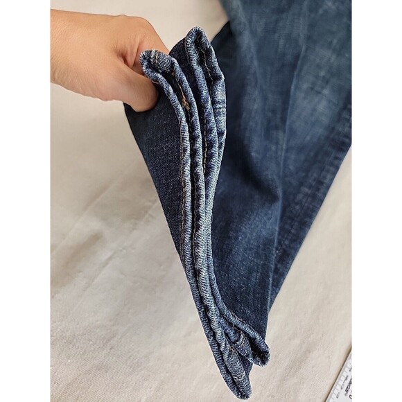 Levis 501 Jeans Mens 36x31 Button Fly Straight Cotton Dark Blue Mid Distressed - Picture 5 of 16